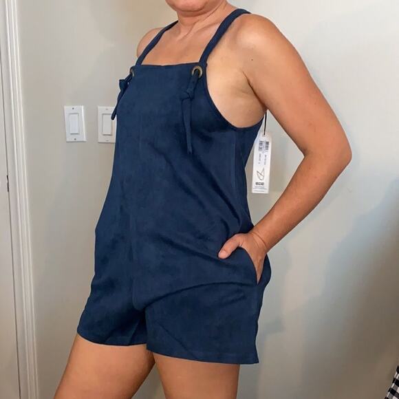 NWT MINKPINK Medina Suede Playsuit S Blue - Picture 4 of 15